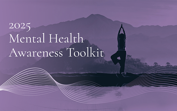 woman performing yoga on banner for Mental Health Awareness Toolkit